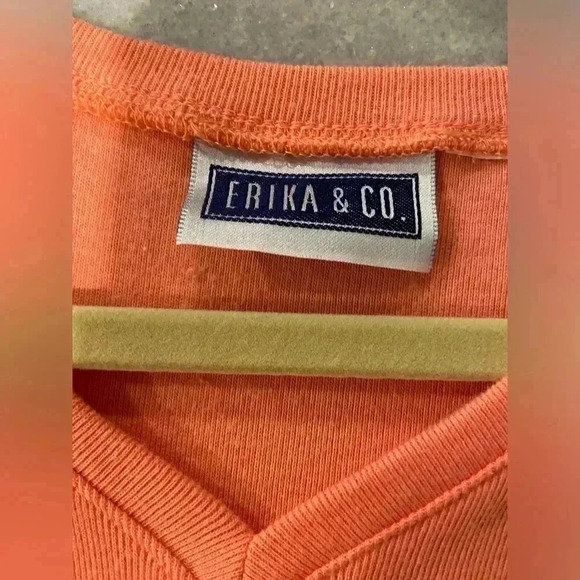 VTG Erika & Co Lightweight Soft Knit Sweater Vest Orange Sleeveless Top Size M - Picture 10 of 10